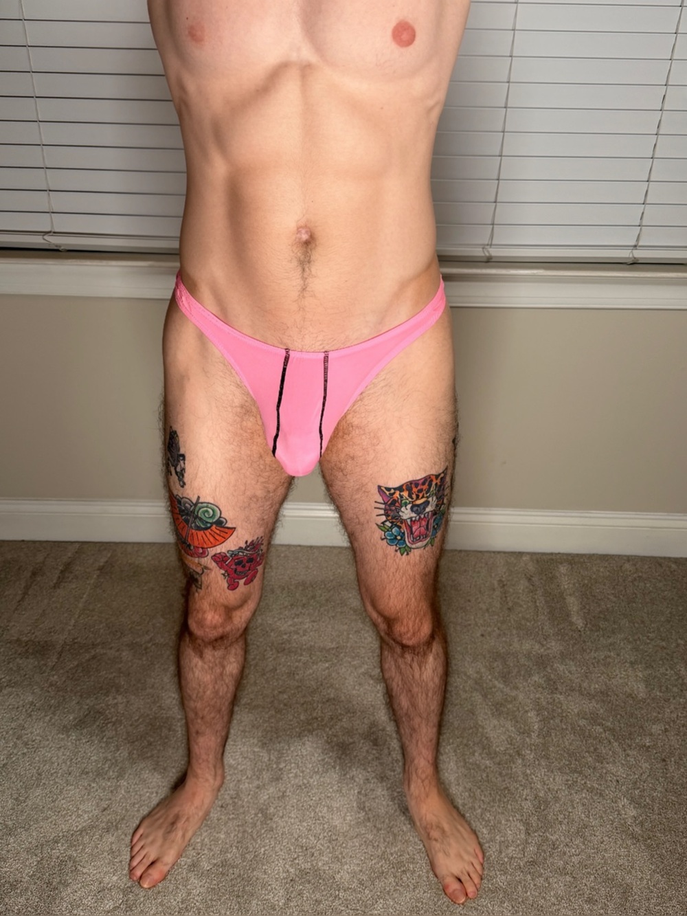 Men's Stretch Fit Pale PinkThong Large